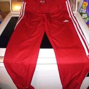 adidas Red Sweatpants with White Stripes
